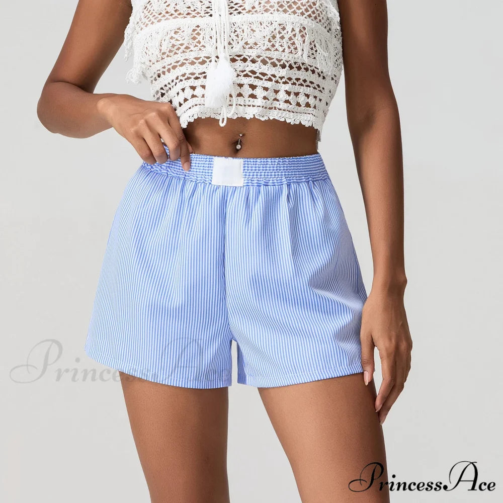 Blue Banded Baggy Wide Leg Brief Blue / S short-250223