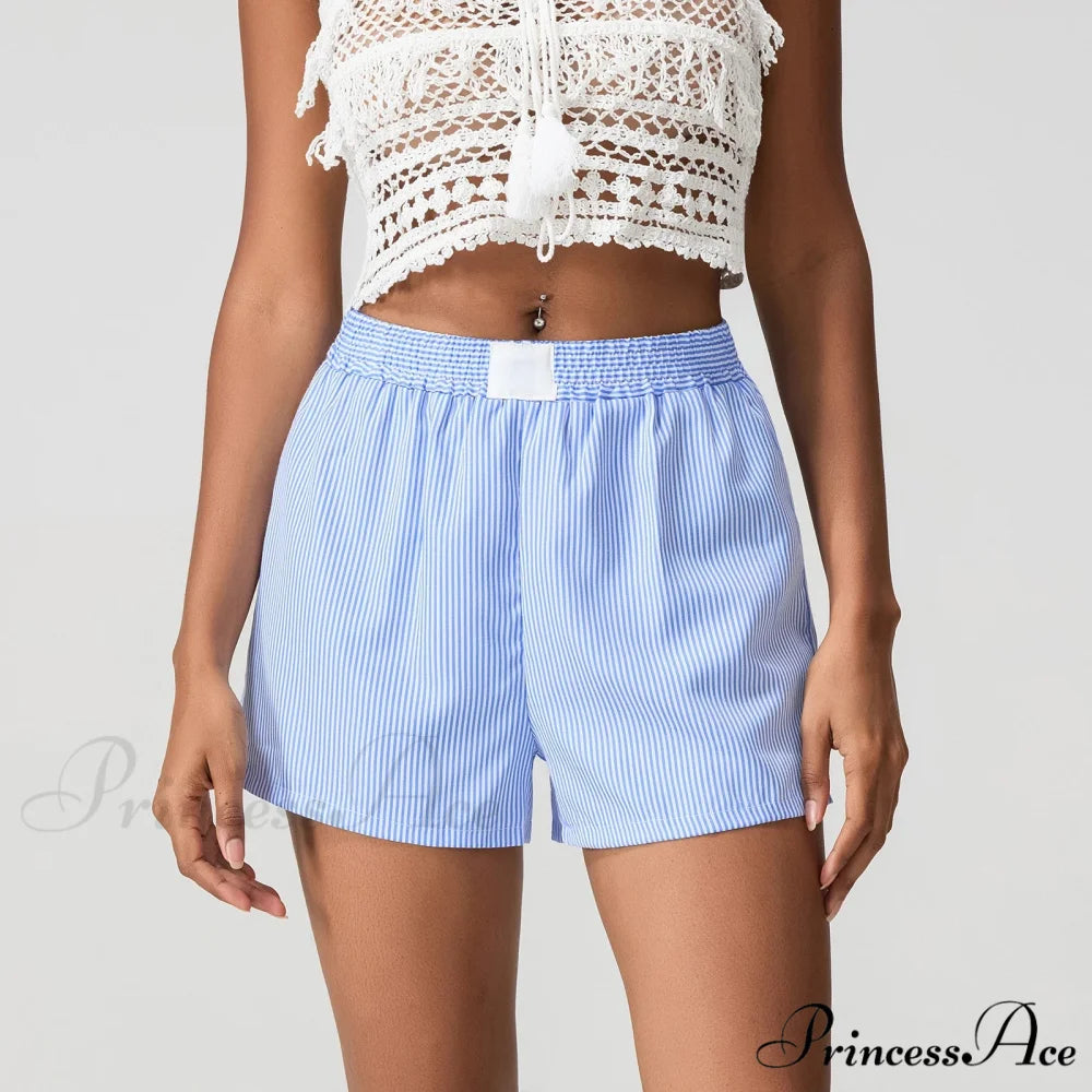 Blue Banded Baggy Wide Leg Brief short-250223