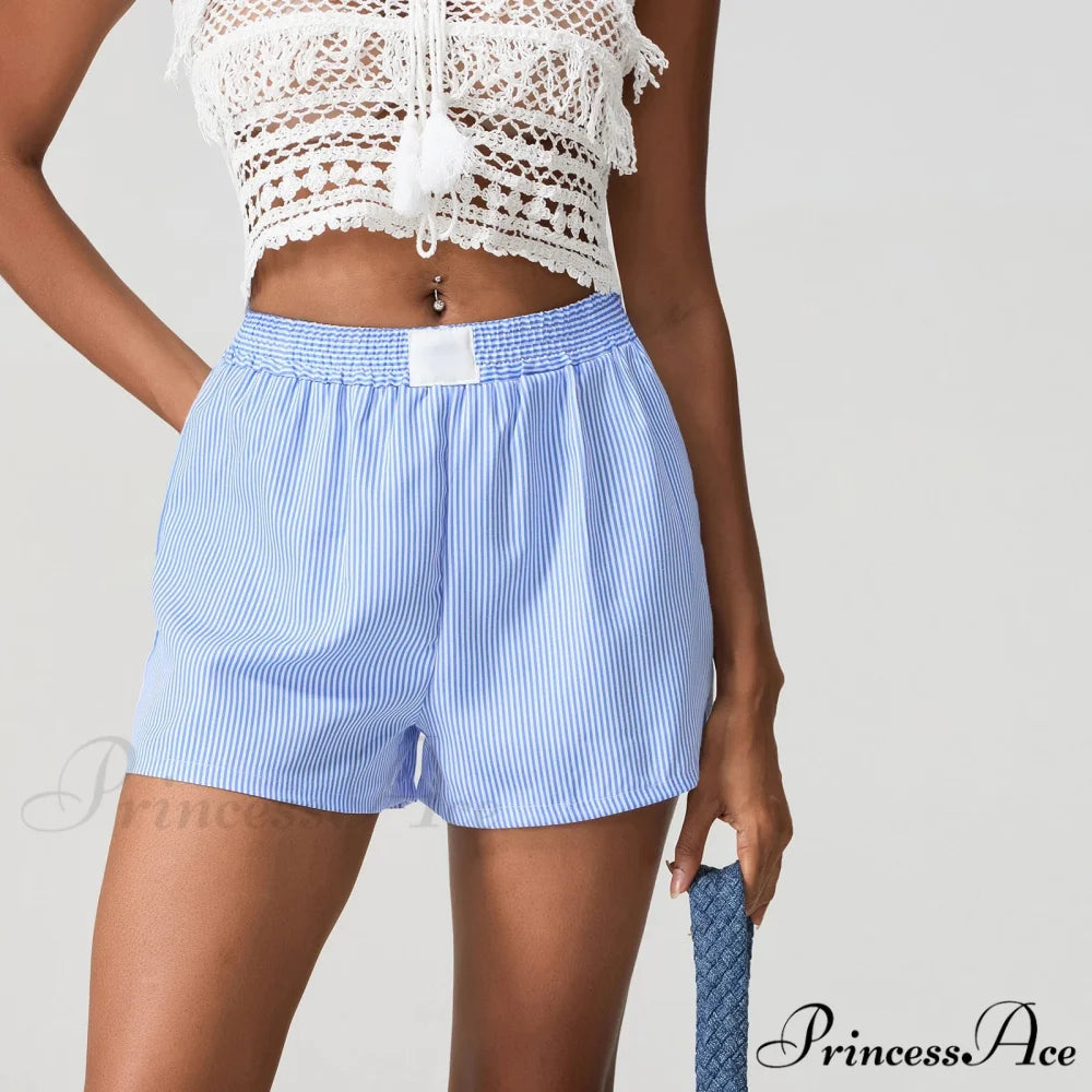 Blue Banded Baggy Wide Leg Brief short-250223
