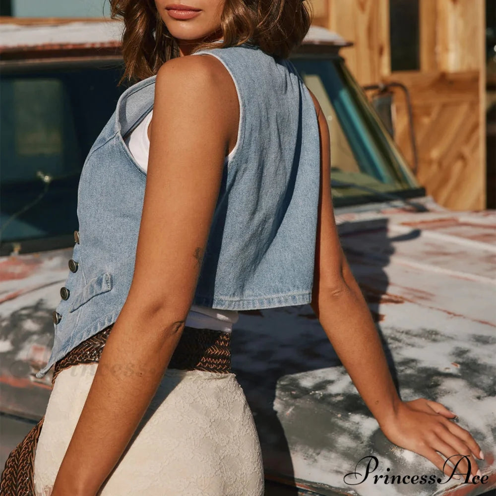 Blue Button Cowgirl Crop Top croptop-250223