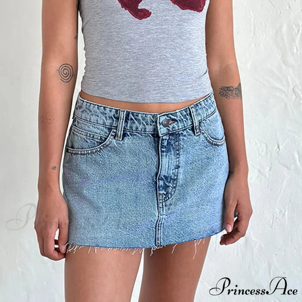 Blue Cargo Pocket Retro Skirt skirts-250223