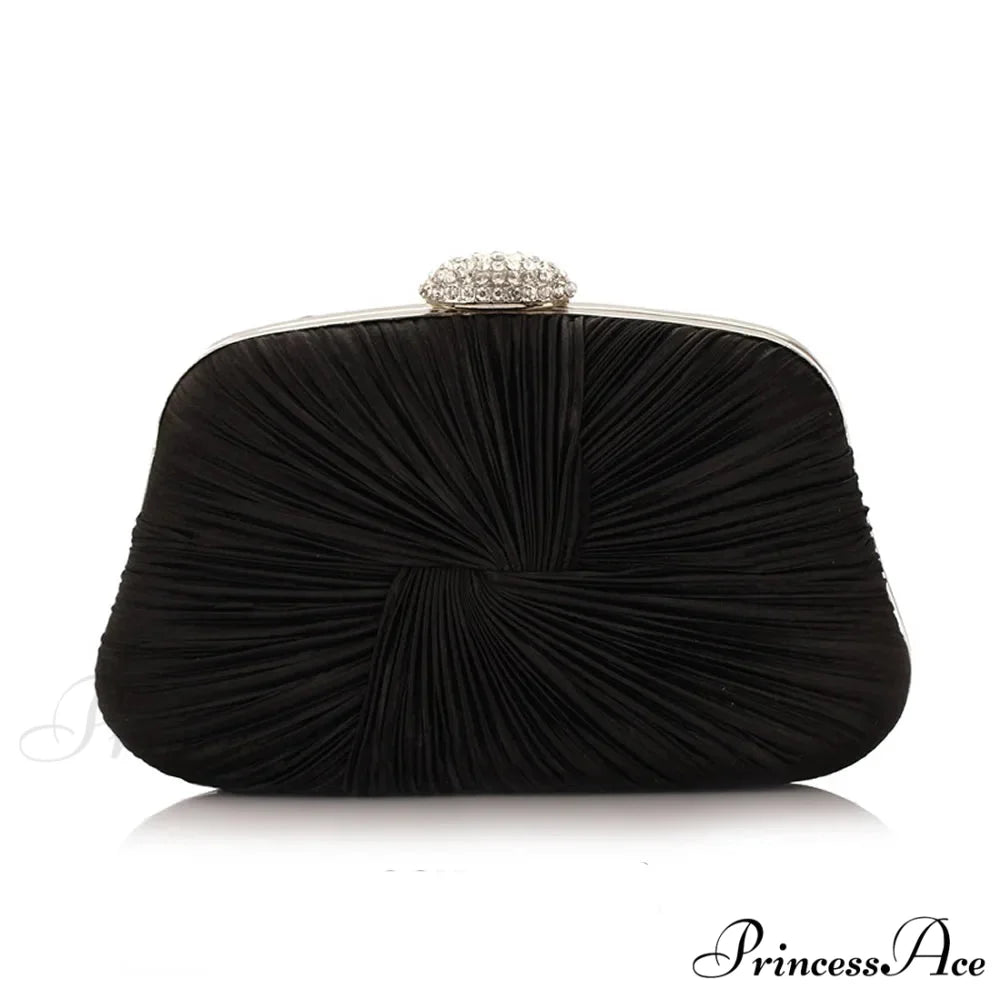 Blue Fold Pillow Shaped Clutch Bag Wedding Bridal Party Purse Black clutchbag-250126