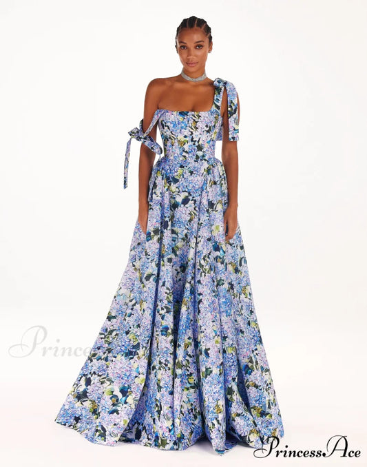 Blue Hydrangea Stylish Strapped Maxi Dress
