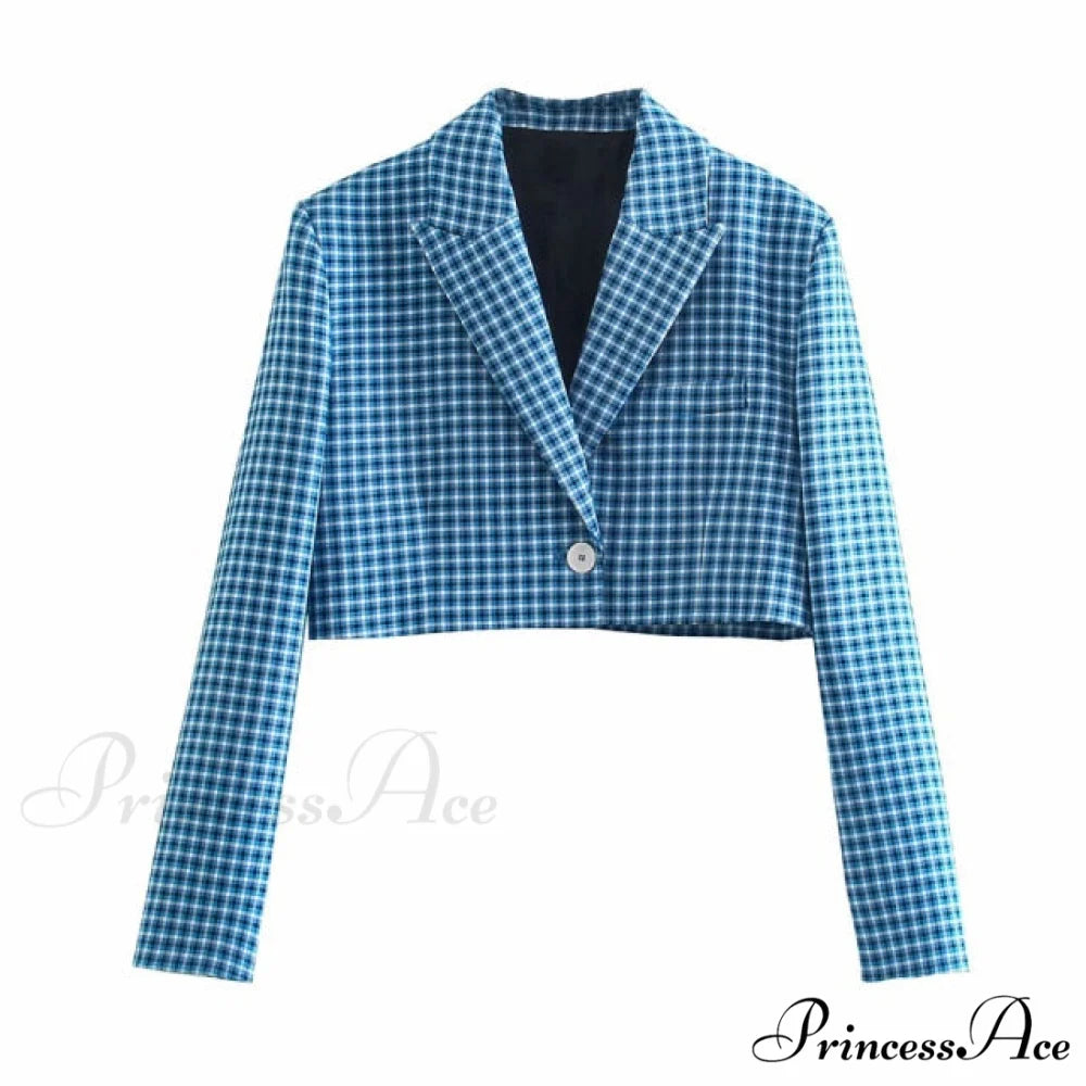 Blue Plaid Vintage Two-piece Set COAT / XS