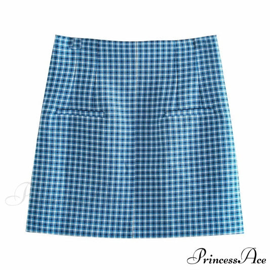 Blue Plaid Vintage Two-piece Set DRESS / XS