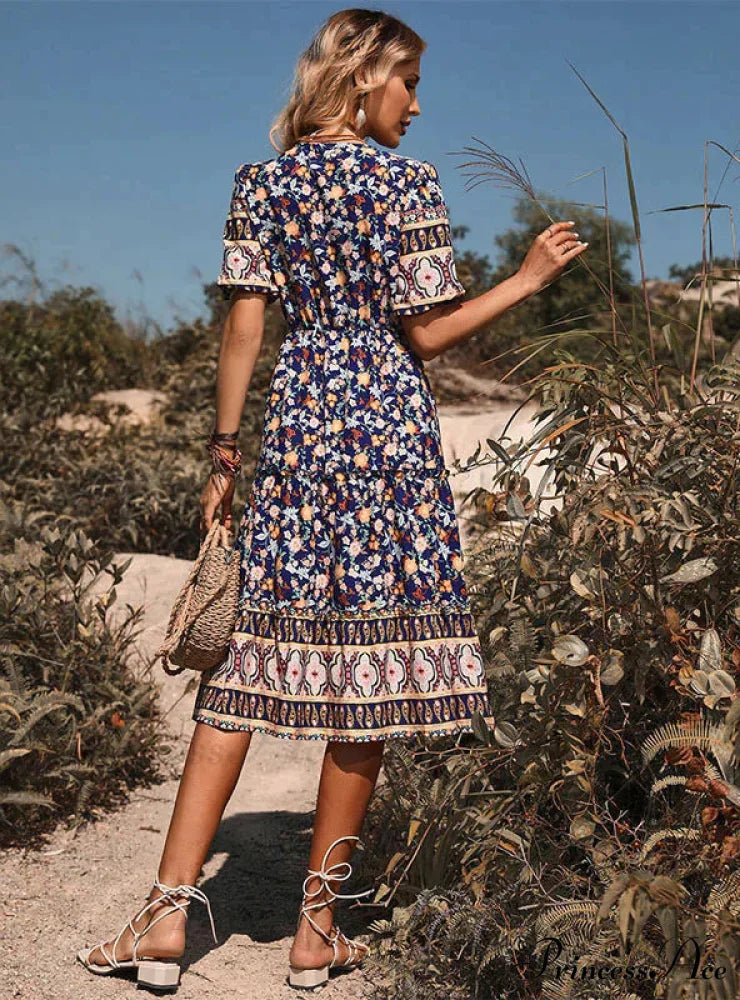 Blue Sleeves and with Gown Brief V-Neck Print