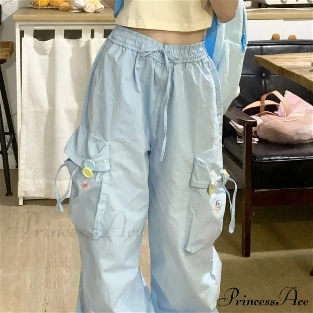 Blue Sugary Stitched Informal Japanese Fashion Pant pant-250223