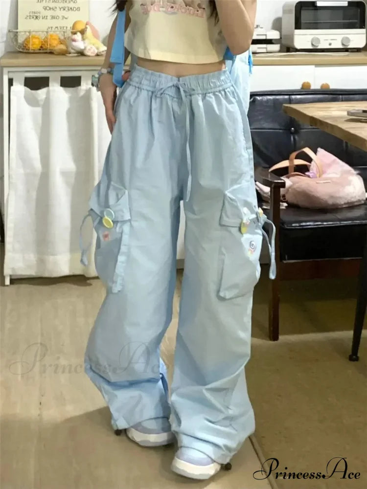 Blue Sugary Stitched Informal Japanese Fashion Pant pant-250223