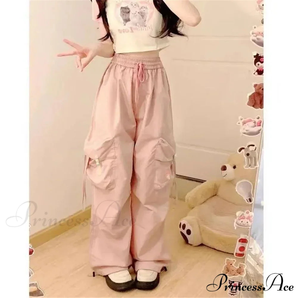 Blue Sugary Stitched Informal Japanese Fashion Pant Pink / XS pant-250223