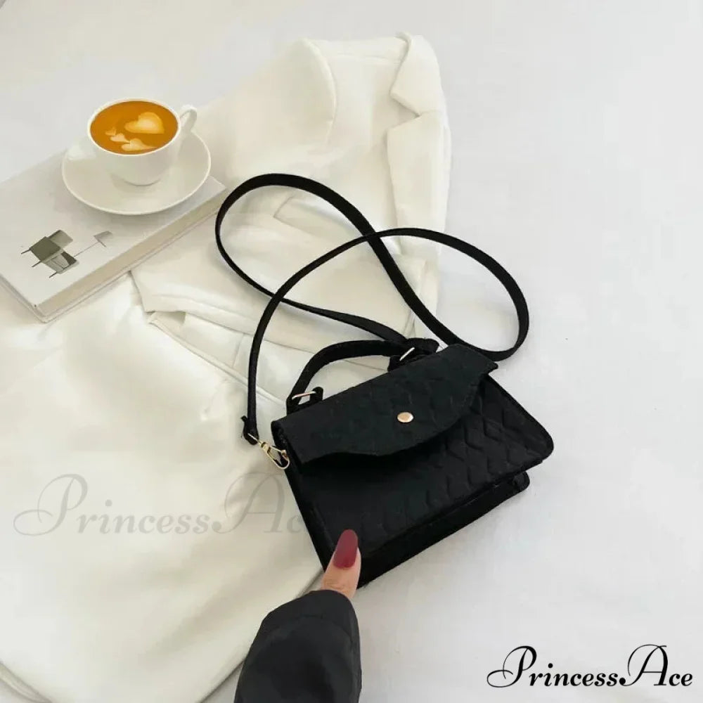 Blue Underarm Korean Style Shoulder Purse Black handbag-250126