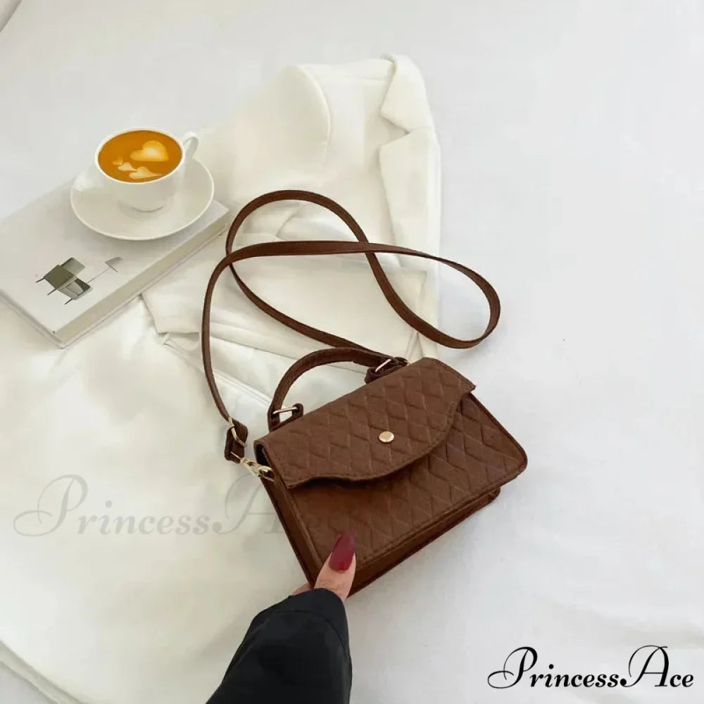 Blue Underarm Korean Style Shoulder Purse Brown handbag-250126