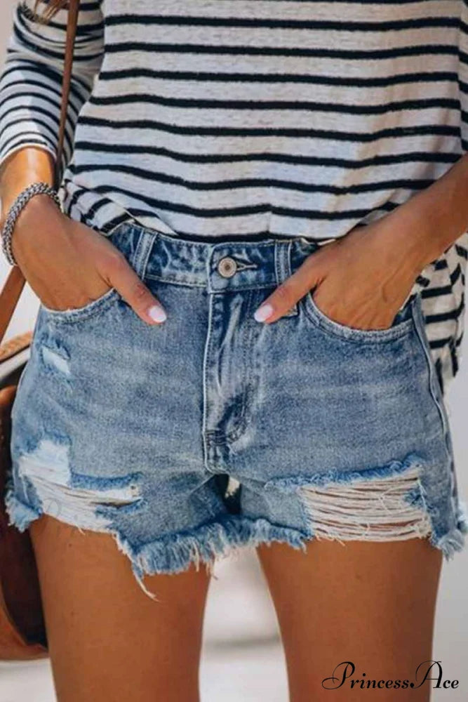 Blue with Loose Jeans Buttons S / Blue
