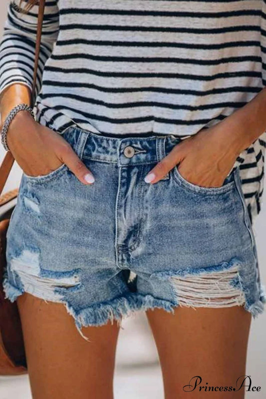 Blue with Loose Jeans Buttons S / Blue