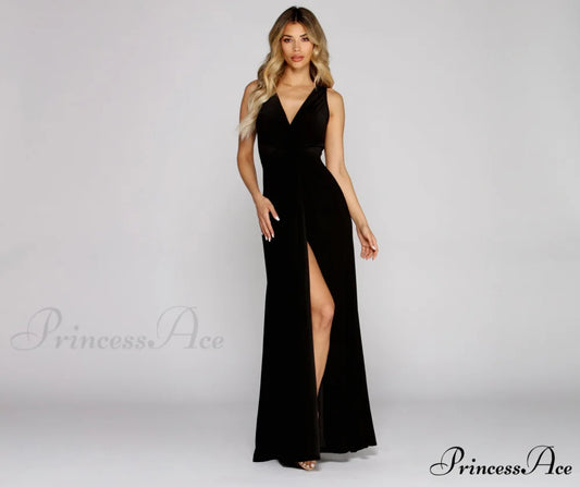 Blythe Knot Stylish Front Formal Dress BLACK / S