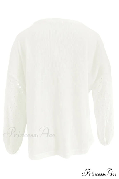 Boat with Openwork Dropped Blouse Neck Shoulders