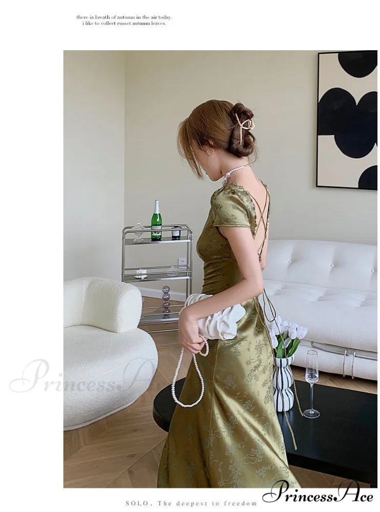 Bodycon for Palace Robe Satin V-Neck Bandage Dresses Party Gown Vestidos Mixi Warm-Season Backless Vintage Prom Lace
