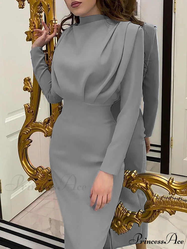 Bodycon Mesh Cut Trendy Out Party Dresses Grey / L