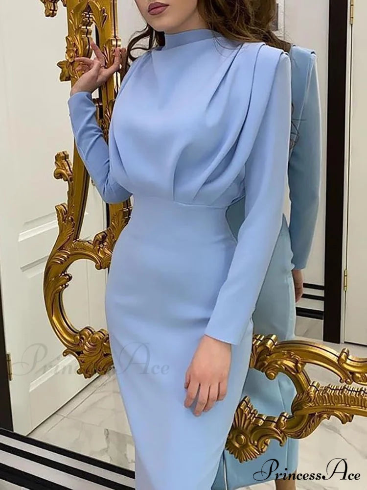 Bodycon Mesh Cut Trendy Out Party Dresses Light Blue / L