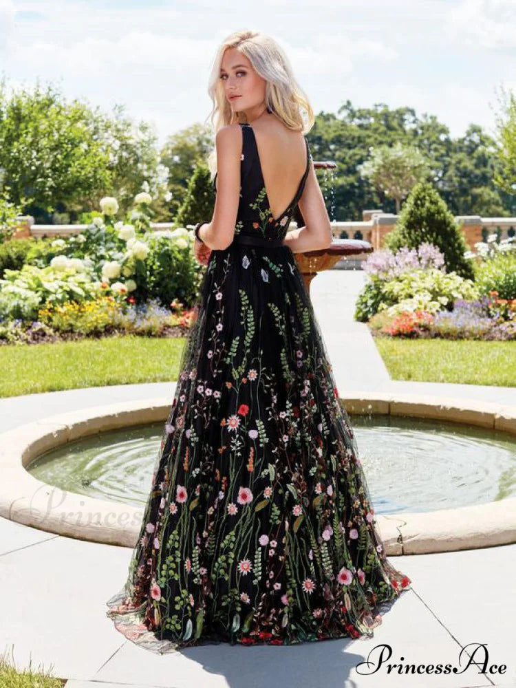 Bohemia Floral V Neck Backless Maxi Dress