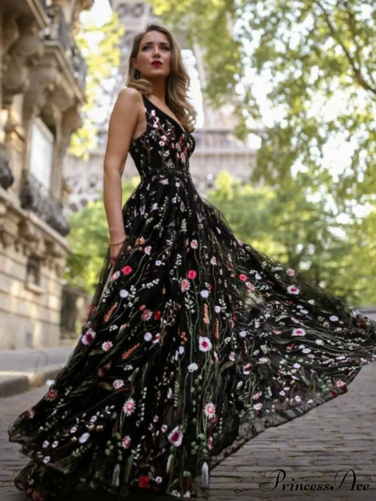 Bohemia Floral V Neck Backless Maxi Dress Green / L