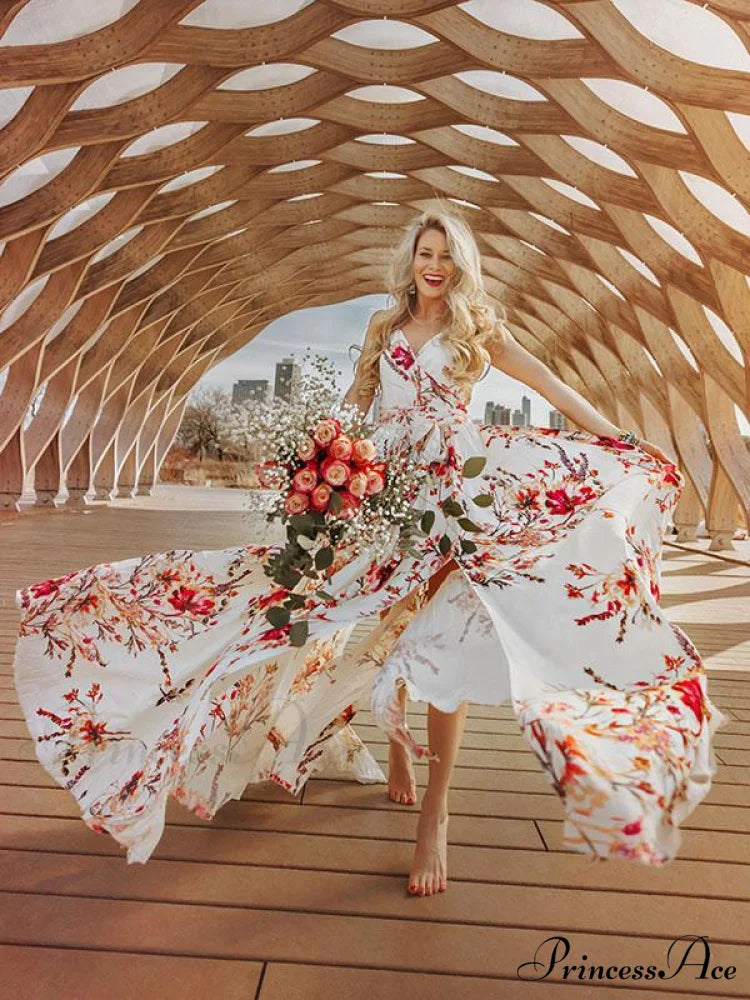 Bohemia Floral V-Neck Maxi Dress
