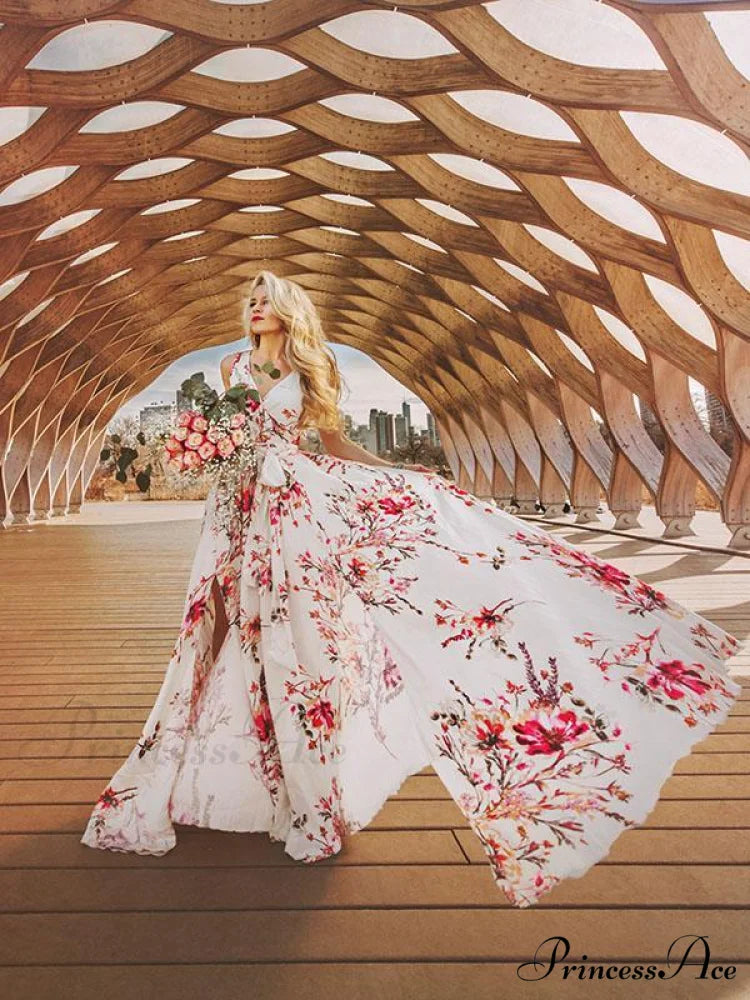 Bohemia Floral V-Neck Maxi Dress
