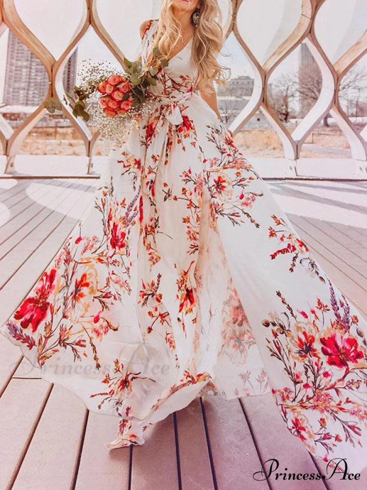 Bohemia Floral V-Neck Maxi Dress