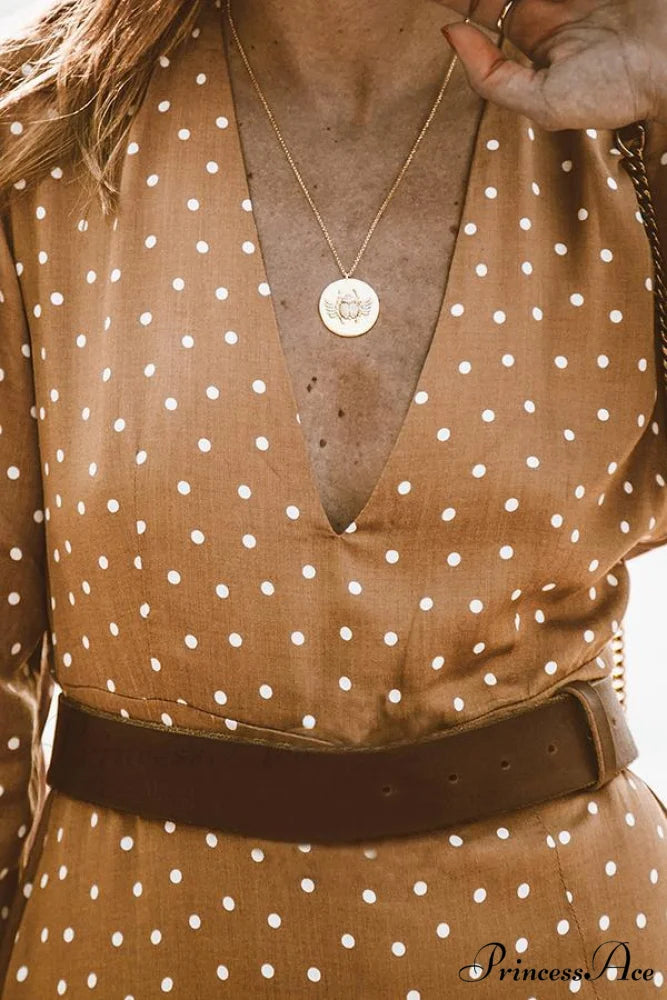 Bohemia Polka-Dot V Neck Maxi Dress for Summer