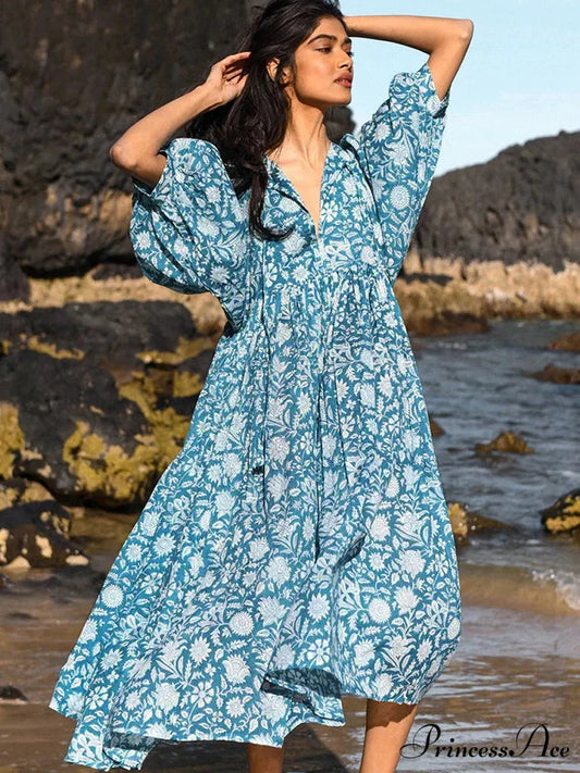 Bohemian Antique Lantern Sleeve Dress bohodress-250126
