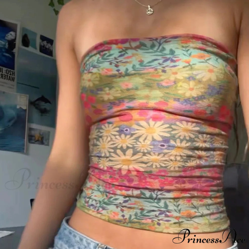 Bohemian Bandeau Off-Shoulder Collegiate Tube Crop Top croptop-250126