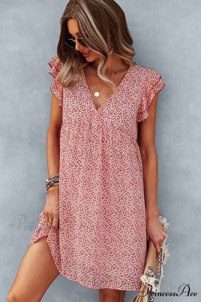Bohemian Floral Print Trendy Sleeveless Casual Mini Dress