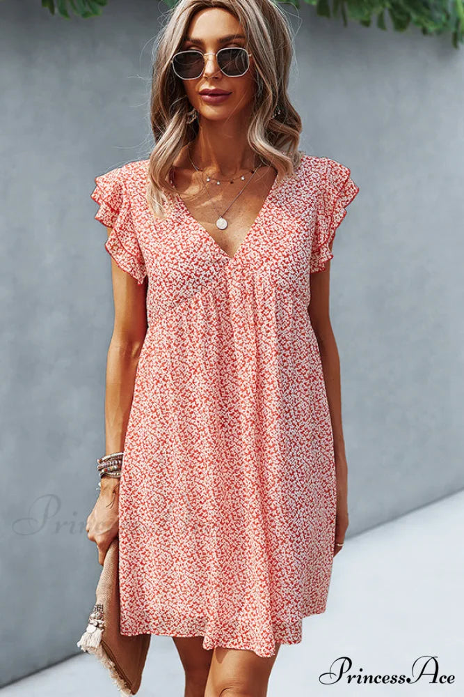 Bohemian Floral Print Trendy Sleeveless Casual Mini Dress