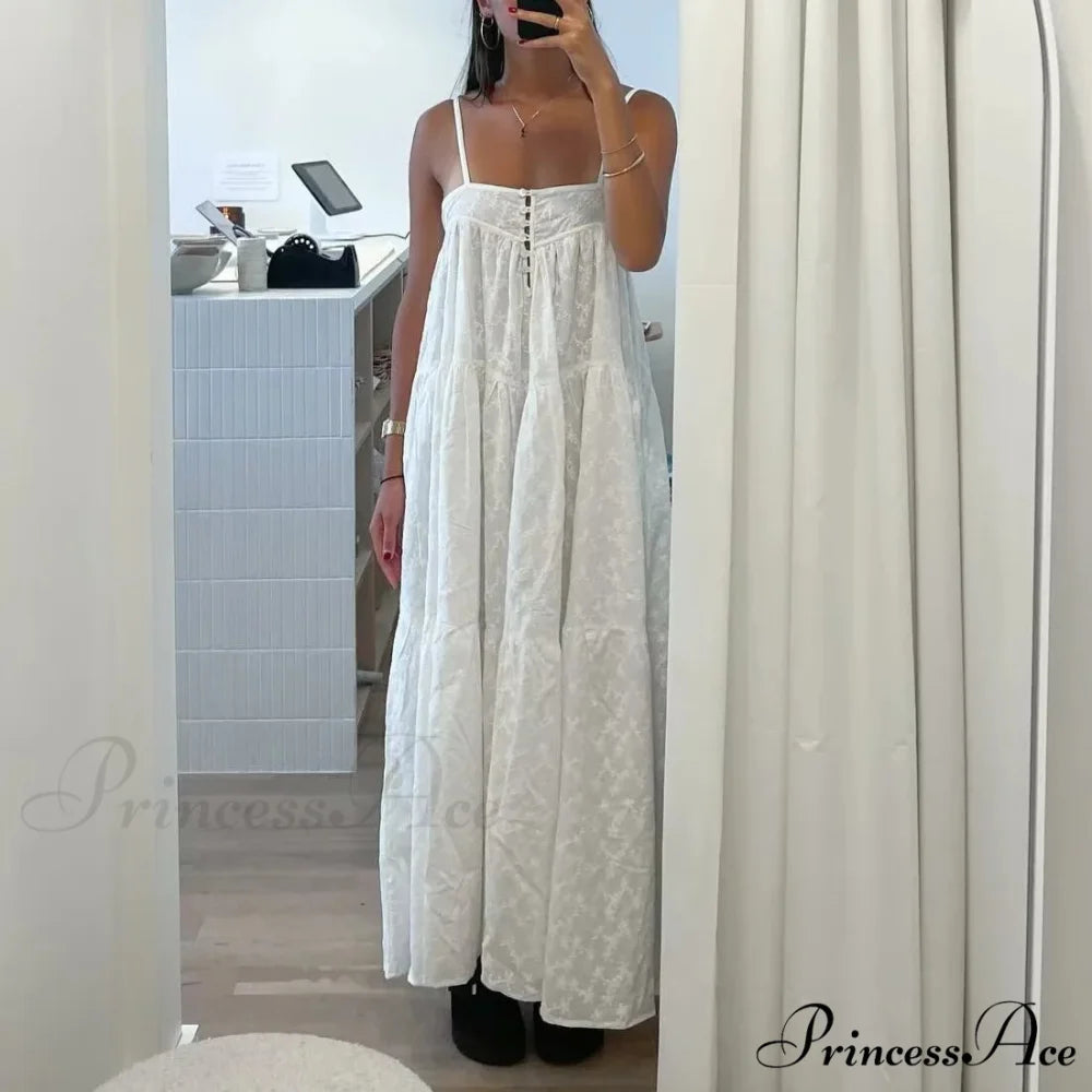 Bohemian Seaside Ivory Cotton Lace A-line Dress bohodress-250126