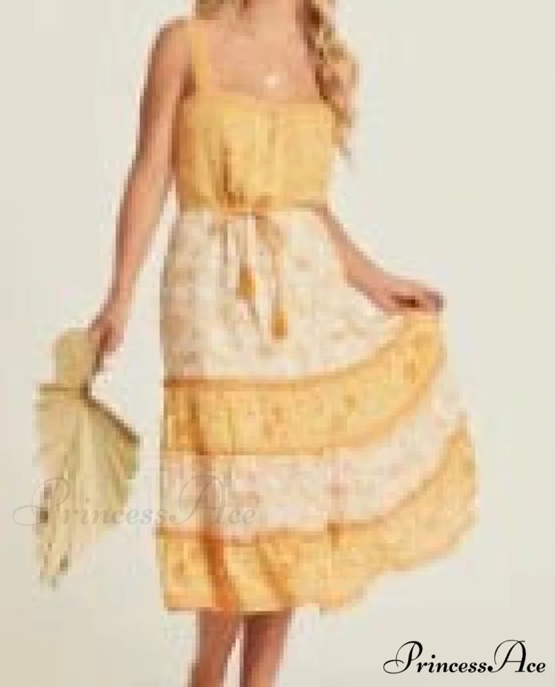 Bohemian Sundress Seductive Sleeveless Strap Rayon Floral Beach Dress bohodress-250126