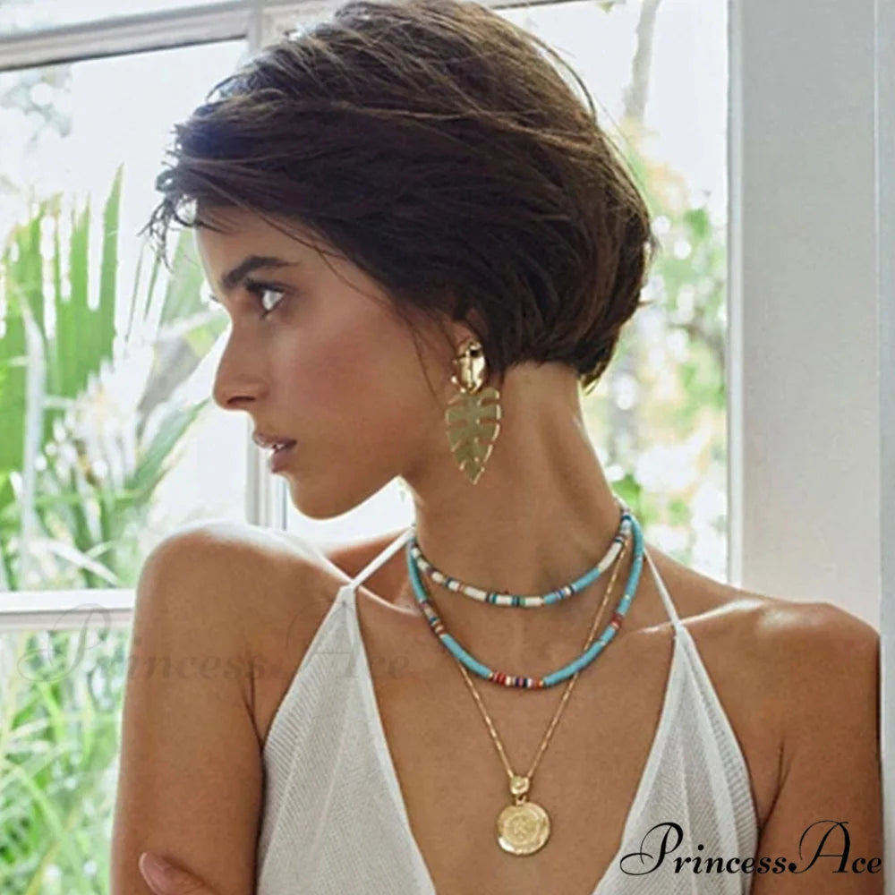 Boho Baroque Pearl Bead Modern Pendant Charm Necklace - Multicolor One Size / Blue