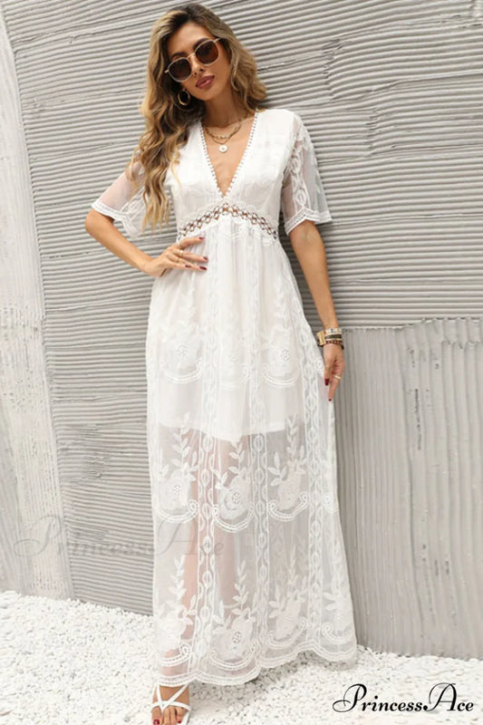 Boho Beach Stylish Cover Up Dress S / White