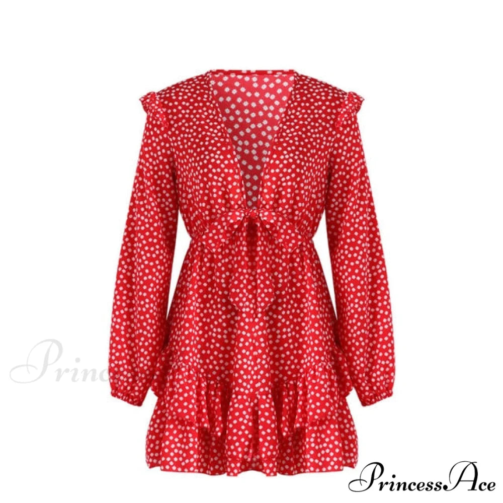 Boho Floral Ruffle Short Mini Dress