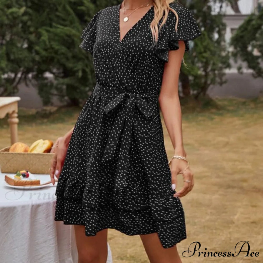 Boho Floral Ruffle Short Mini Dress