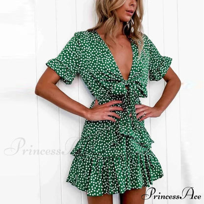 Boho Floral Ruffle Short Mini Dress