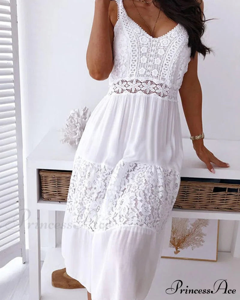 Boho Lace Dress White / S