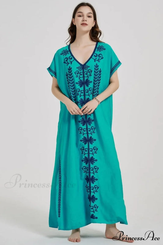 Boho Print Stylish Slit Dress Free Size / 1#