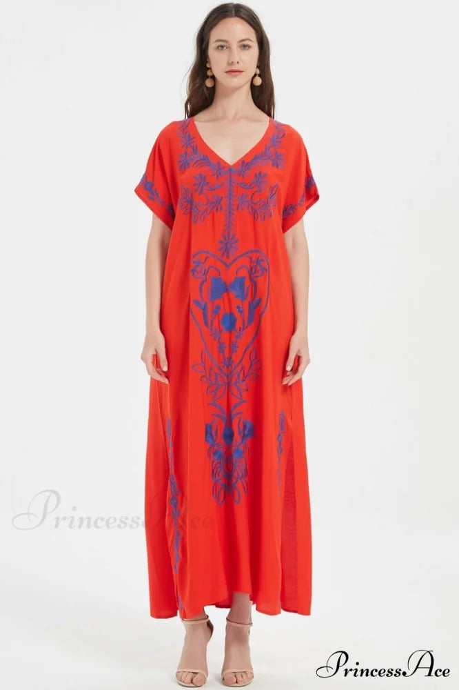 Boho Print Stylish Slit Dress Free Size / 10#