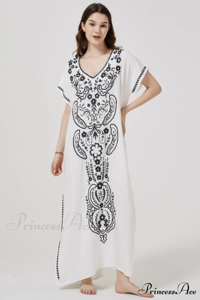 Boho Print Stylish Slit Dress Free Size / 12#