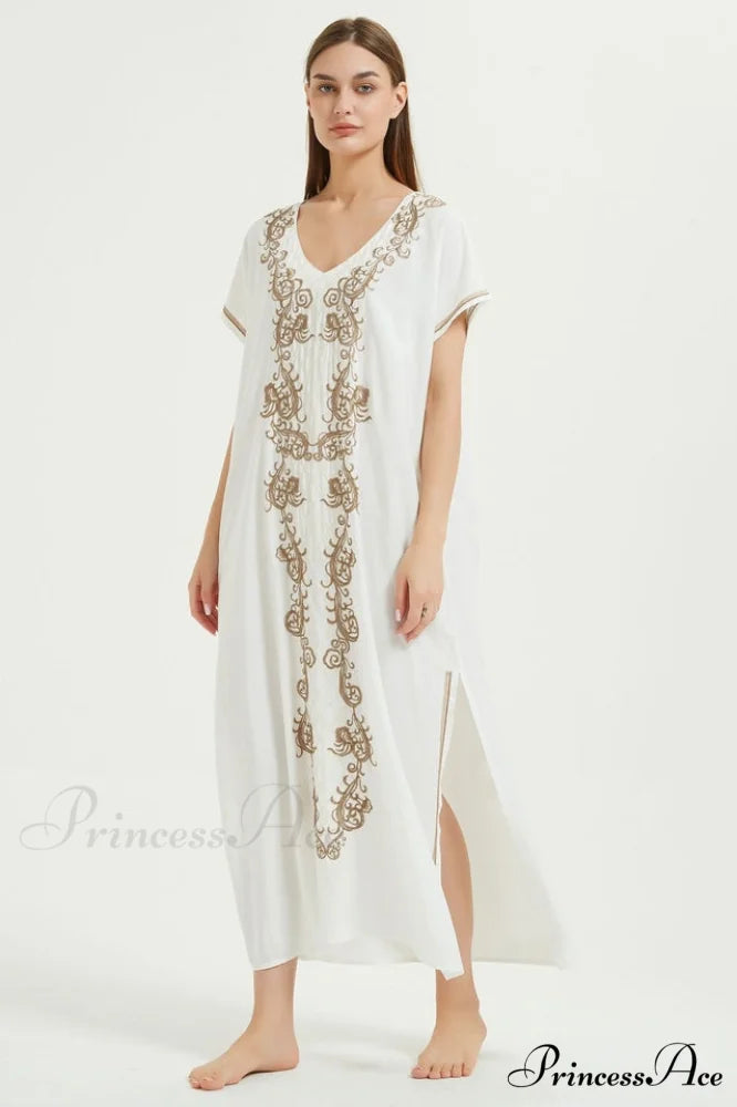 Boho Print Stylish Slit Dress Free Size / 13#