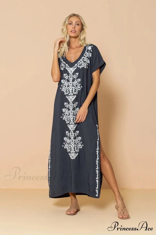 Boho Print Stylish Slit Dress Free Size / 15#