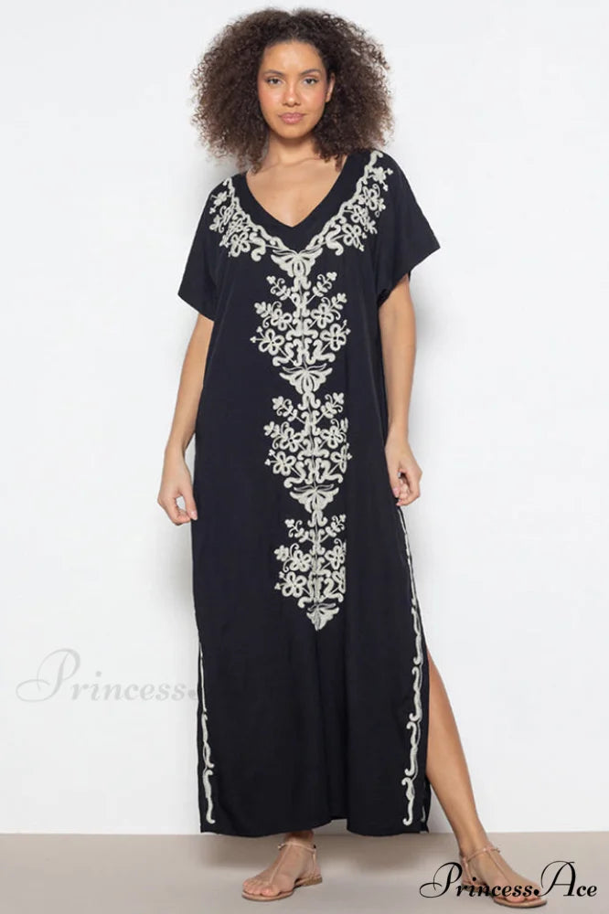 Boho Print Stylish Slit Dress Free Size / 3#