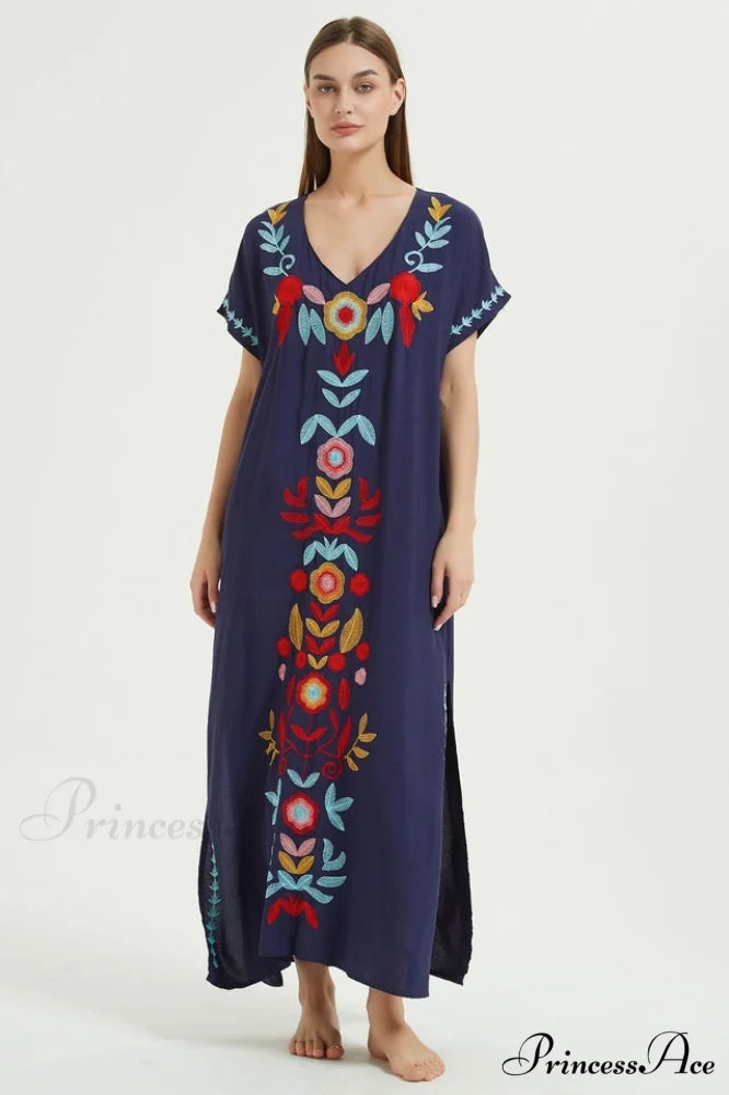 Boho Print Stylish Slit Dress Free Size / 4#