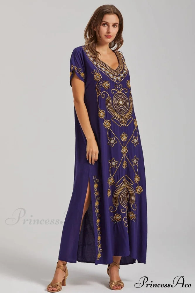 Boho Print Stylish Slit Dress Free Size / 5#