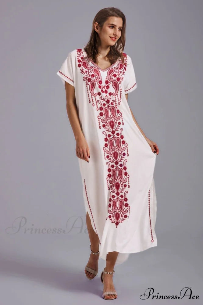 Boho Print Stylish Slit Dress Free Size / 8#