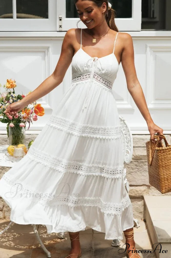 Boho Sling Lace Charming Panel Maxi Dress